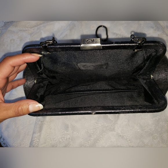 Zac Posen Metallic Gray Textured Crossbody Bag/Clutch. - Picture 11 of 14